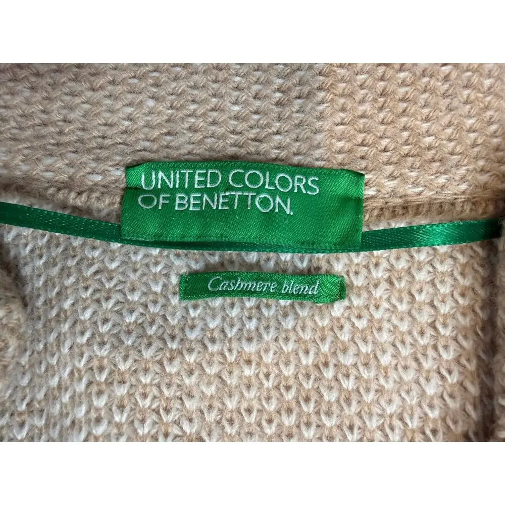 United Colors of‎ Benetton Cashmere Blend Cardigan Tan Cream Textured Sz S